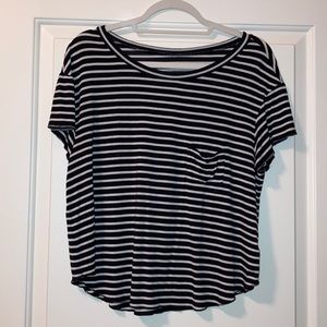 American Eagle Black and White Striped T-Shirt